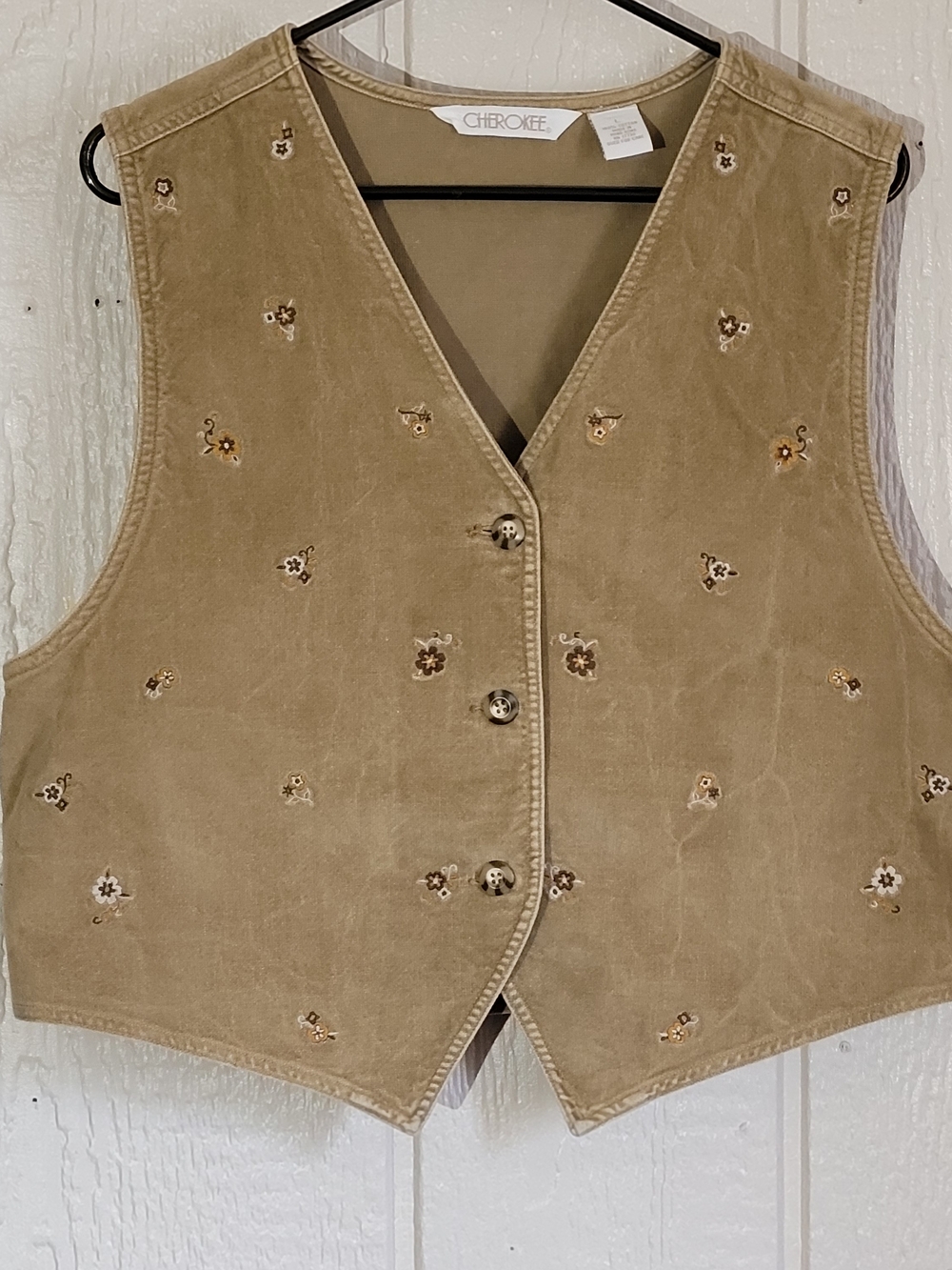 Cherokee Tan Suede Embroidered Women's Vest